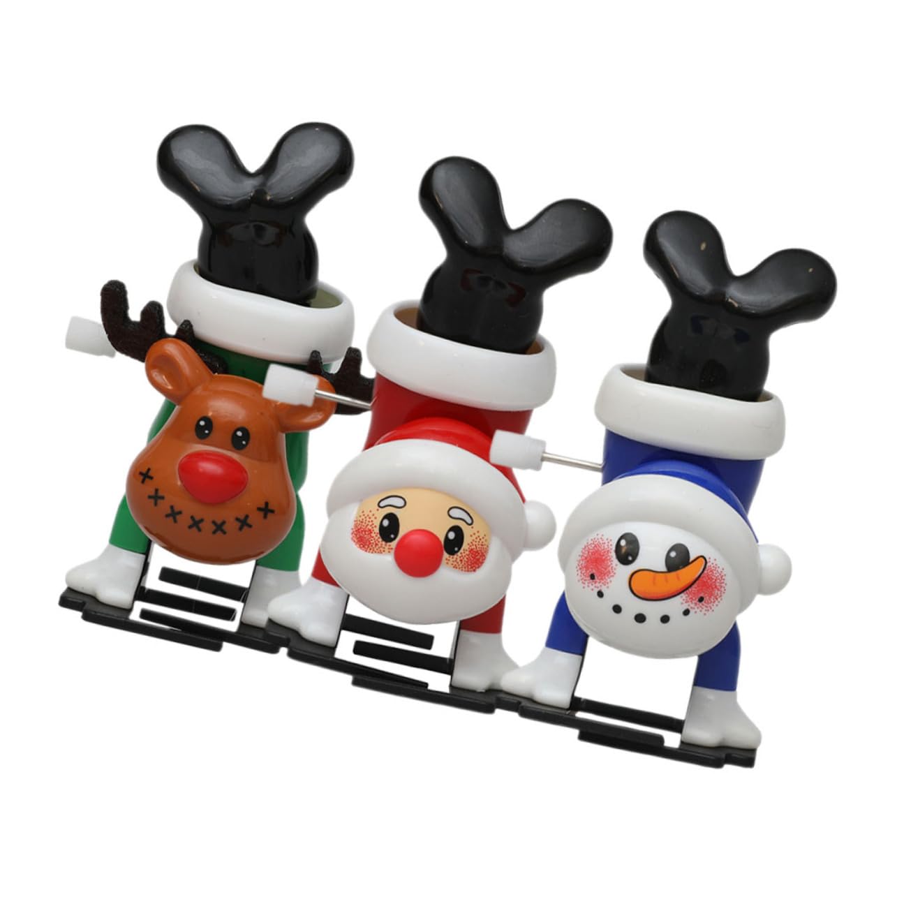 Unomor 3Pcs Christmas Wind Up Funny Cartoon Clockwork Reindeer Santa and Snowman Unique Xmas Party Decorations Adults
