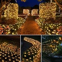 CORST 3.6x1.5M 200LED Solar Lichternetz Außen Mesh Lichterkette Aussen Netz für Büsche,Solar Garten Baum Lichterkette Wasserdicht mit Fernbedienung Timer 8Modi für Zimmer Balkon(Warmweiss) – Ansicht 6