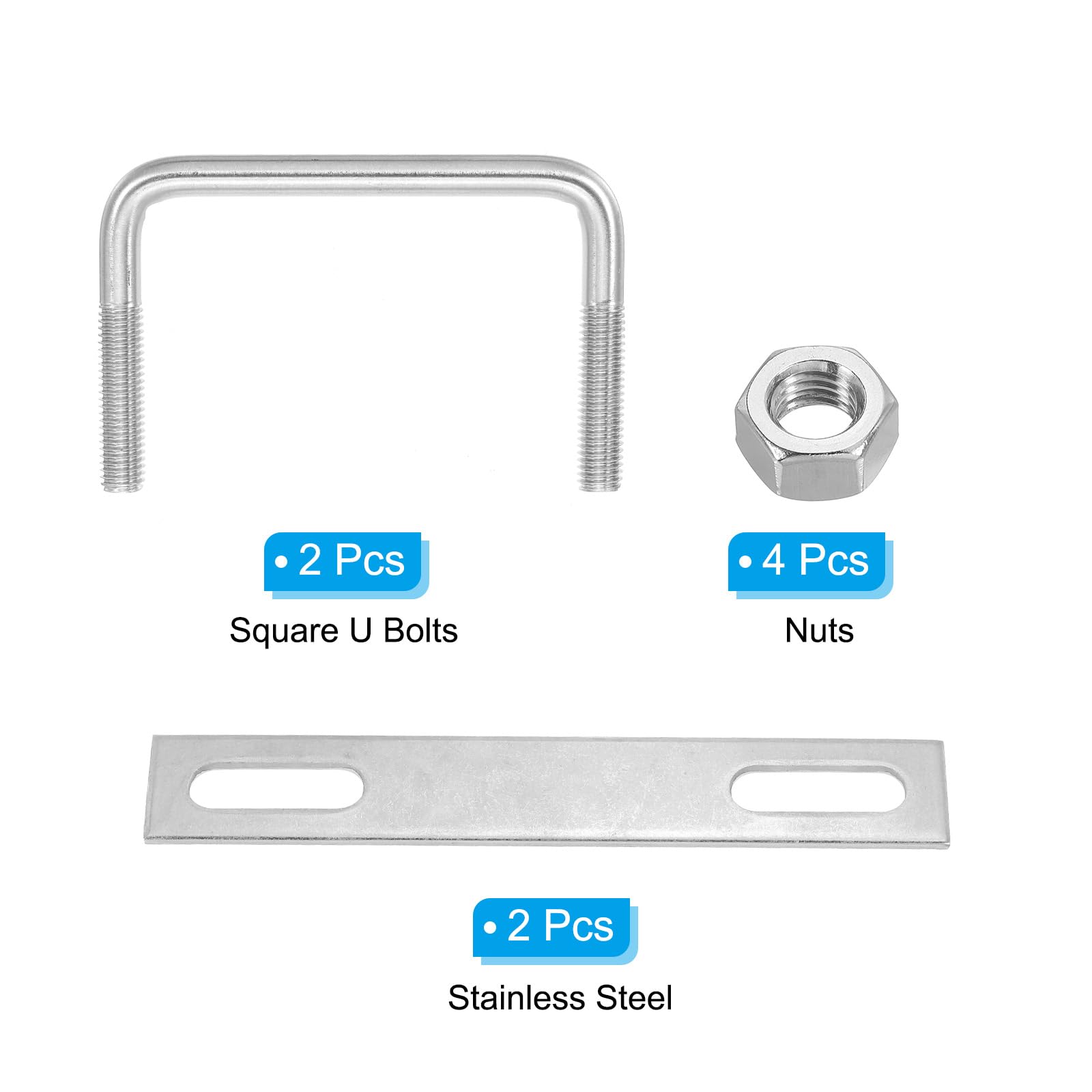 PATIKIL M10x90x70mm Square U-Bolts Kit - Image 3