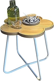 Mesa Auxiliar Estrecha,Mesa Auxiliar, Mesa Redonda Pequeña, Mesa Auxiliar De Sofá De Madera Maciza (44x47 Cm), Mesita De Noche con Soporte De Hierro, Mesa De Ocio for Balcón/Patio (Color : D) (Color