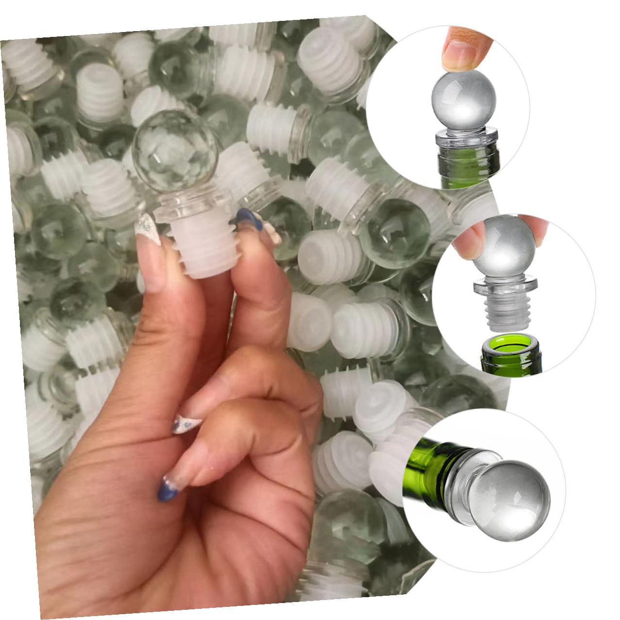24 Piezas Tapones para Botellas Tapón de Bola de Vidrio Decorativo Sellado Fiable para Vino Aromaterapia Compatible con Varias Botellas Portátil y Ligero