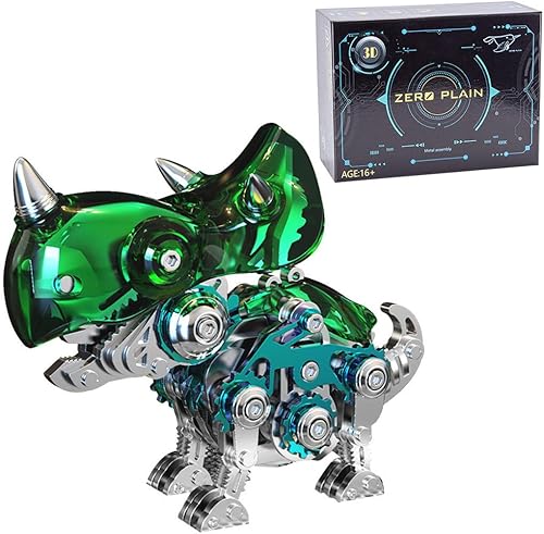 MINDEN Rompecabezas de metal 3D modelo Triceratops, modelo de ensamblaje de rompecabezas, adornos creativos, Navidad, más de 160 piezas