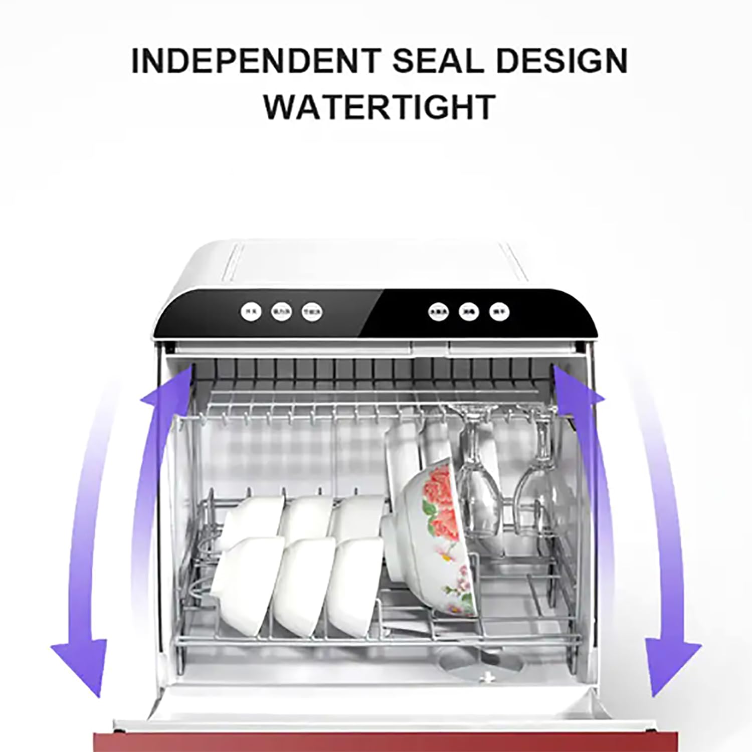 ERICAT Mini Lavavajillas De Encimera, Lavavajillas De Sobremesa con Pantalla Táctil LED, Lavado 360º Y Limpieza a Alta Temperatura 72°C, Tiempo De Lavado 10-90 Minutos, para Cocinas, Dormitorios