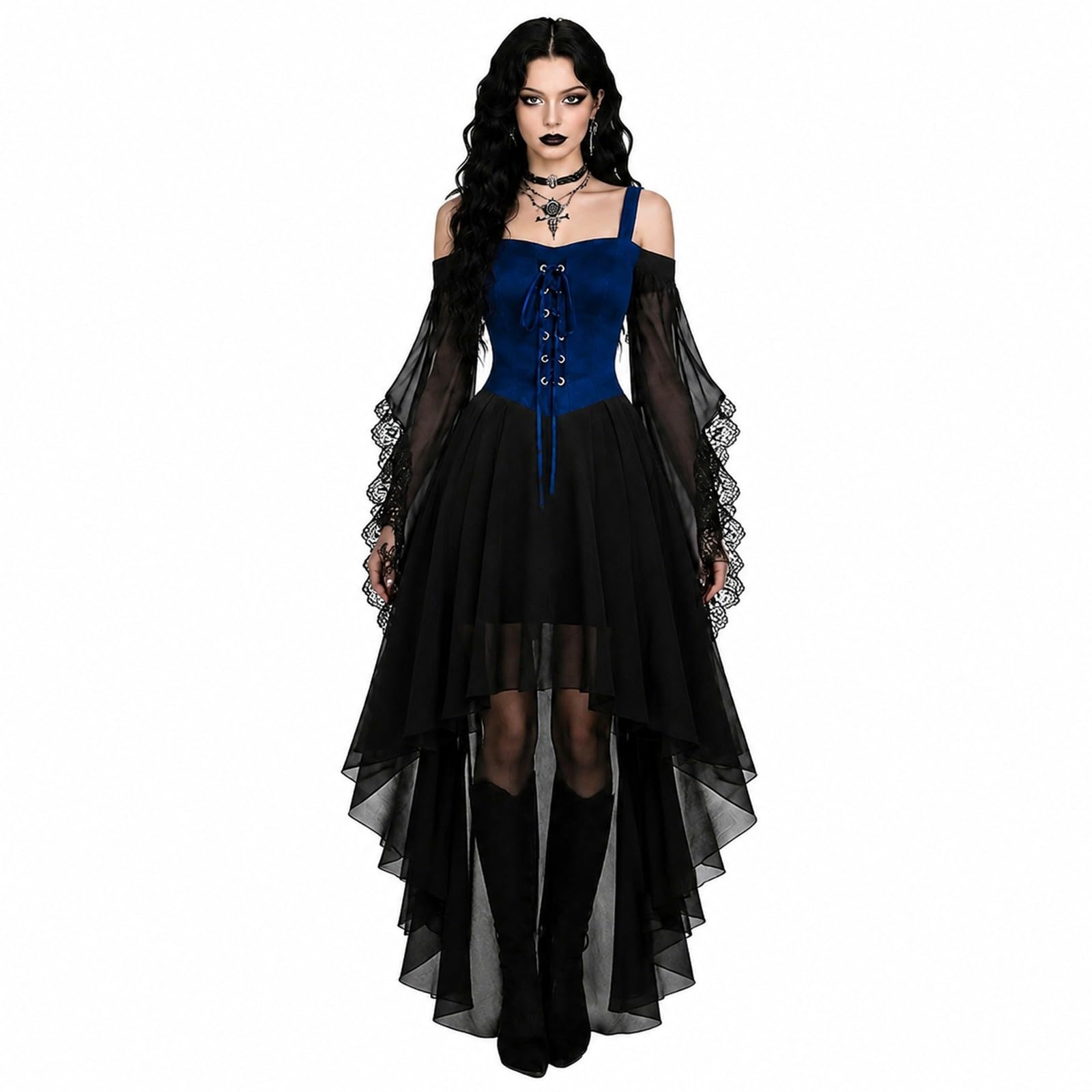 Générique Costume gothique femme,robe longue,slim,corset,dentelle,victorien