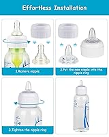 Vista 8 de Sippy Nipple for Dr. Brown's Narrow Bottle & Sippy Spout Bottle, Soft 100% Silicone Baby Bottle Straw Nipple, 6m+, 5 Count