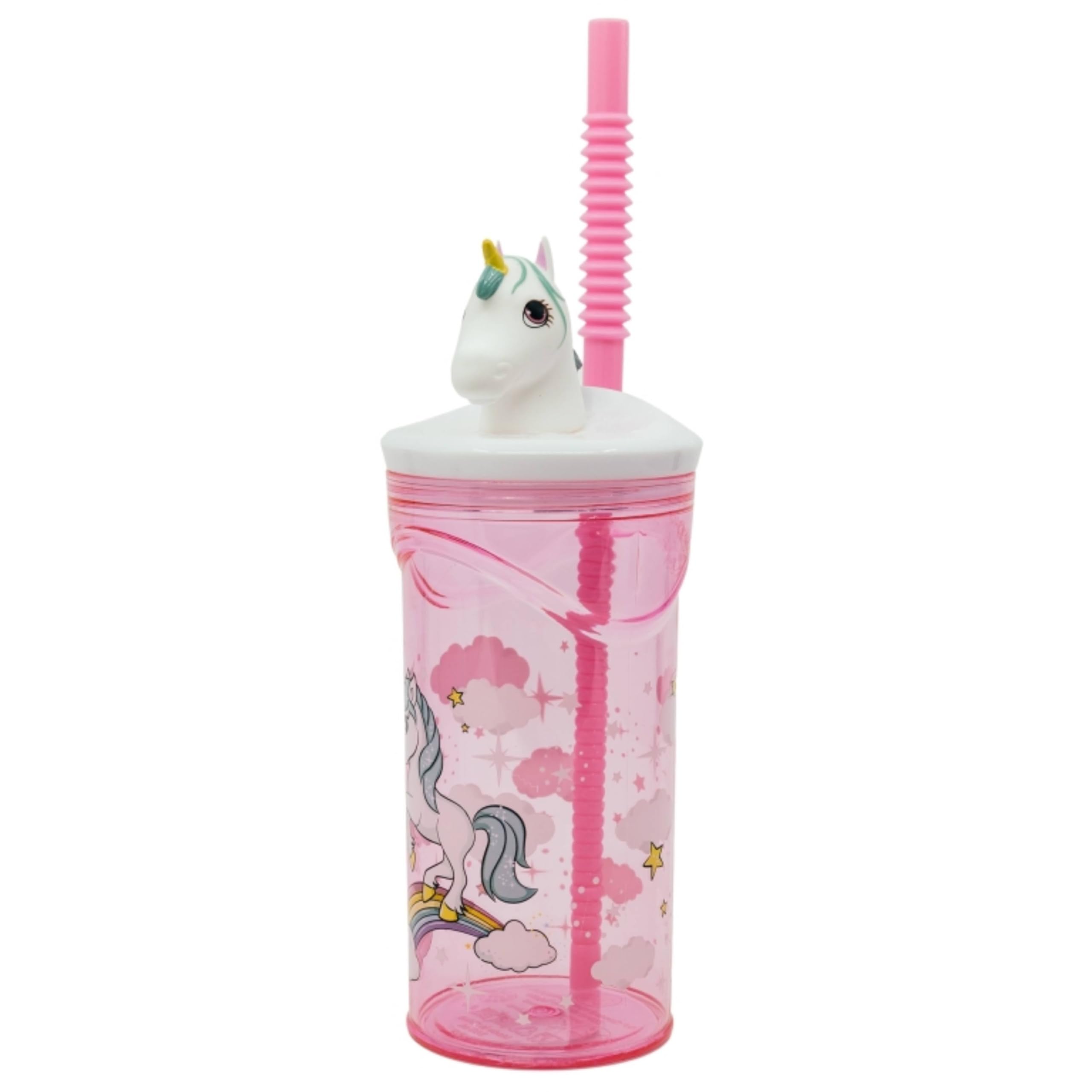 Unicorn 3D Kids Water Bottle Tumbler with Lids Straws for School Travel Sports and Picnic