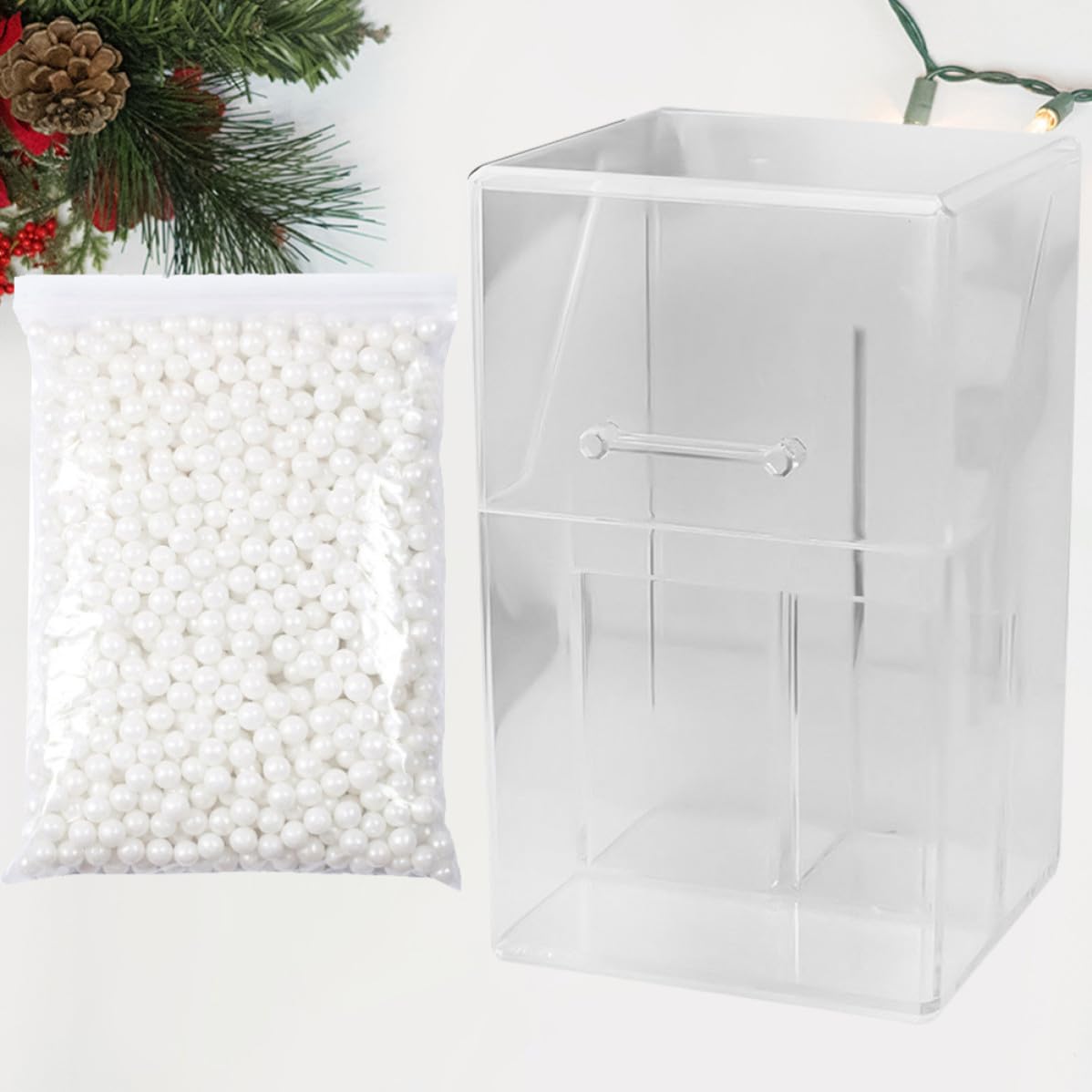 Organizer Cosmetici in Acrilico con Coperchio e Riempitivo Bianco