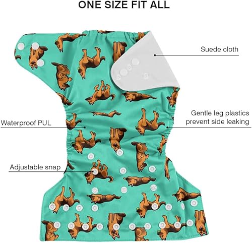 Miniatura 9 de WIRESTER Pañal de tela para bebé, tamaño único, ajustable, lavable, reutilizable, pañal de bolsillo de tela para bebé, Bulldog Inglés, posturas
