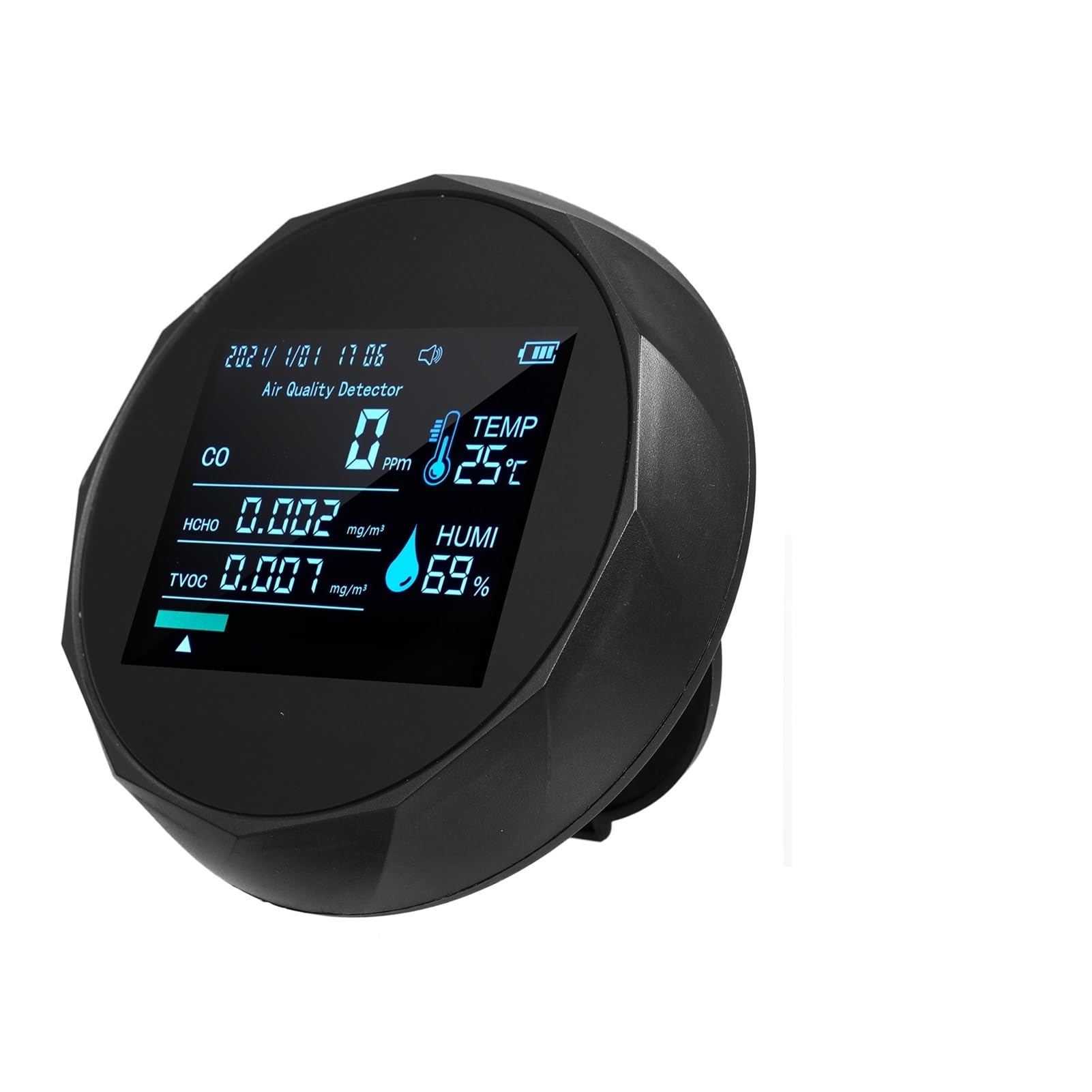 CVFRDD 6 In 1 Air Quality Monitor Formaldehyde Detector Air Quality Tester Date Time CO TVOC HCHO Humidity & Temperature Analyzer