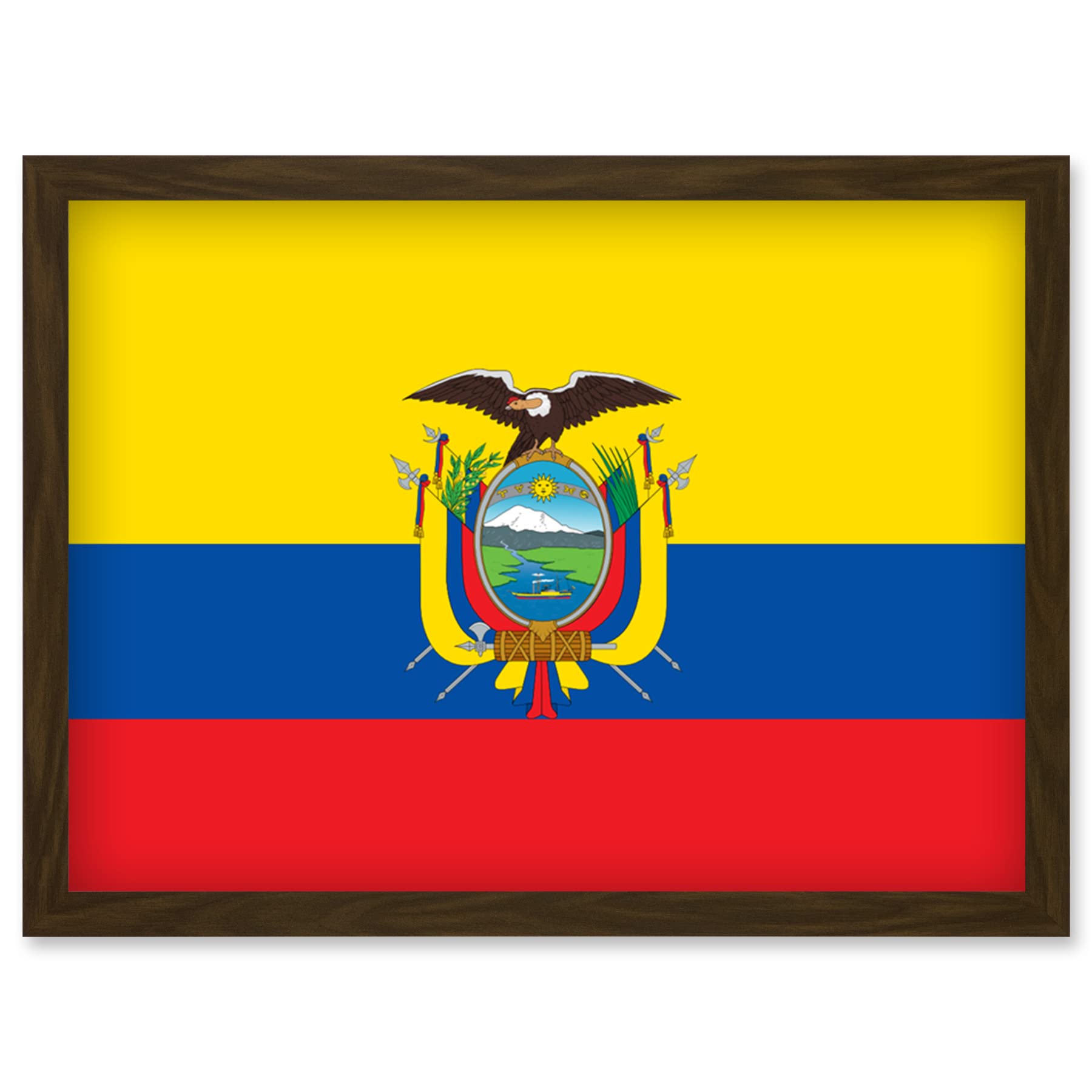Artery8 Ecuador National Flag Patriotic Vexillology World Flags Country Region Poster Artwork Framed Wall Art Print A4