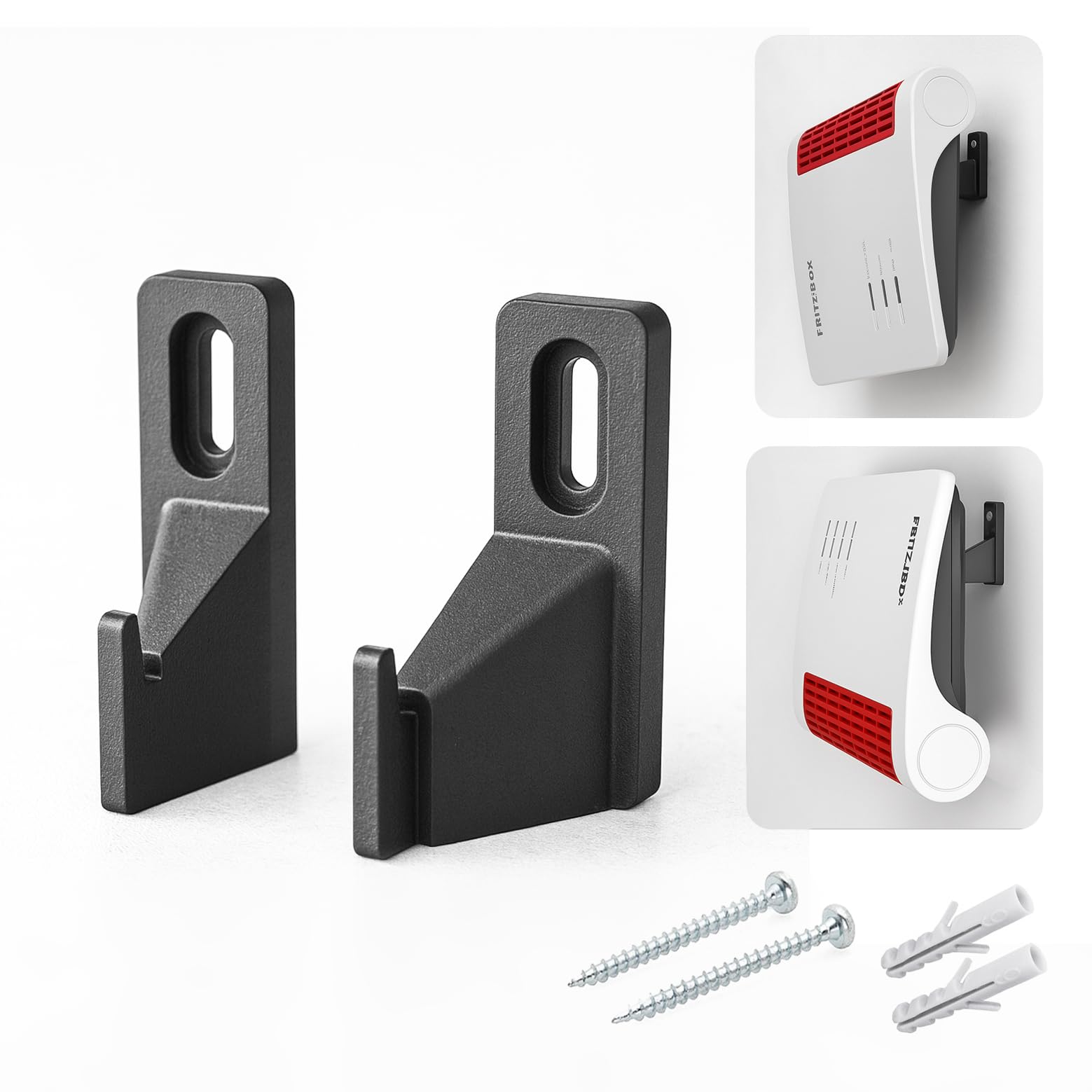 NewGround Designs Fritz Box – Soporte de pared para Fritzbox – Modelos 4040, 4050, 4690, 5530, 5590, 6660, 6670, 6850, 6890, 7510, 7530, 7590, 7682, 7690 – Fritz Box soporte incluye material de