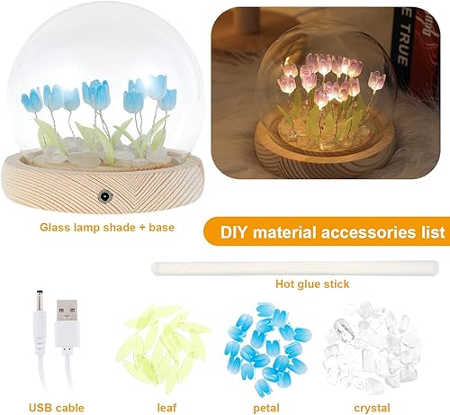 Miniatura 4 de Luz nocturna de tulipán, bonita lámpara de tulipán decorativa hecha a mano, lámpara de simulación de flores para niñas, amigos, aniversario,