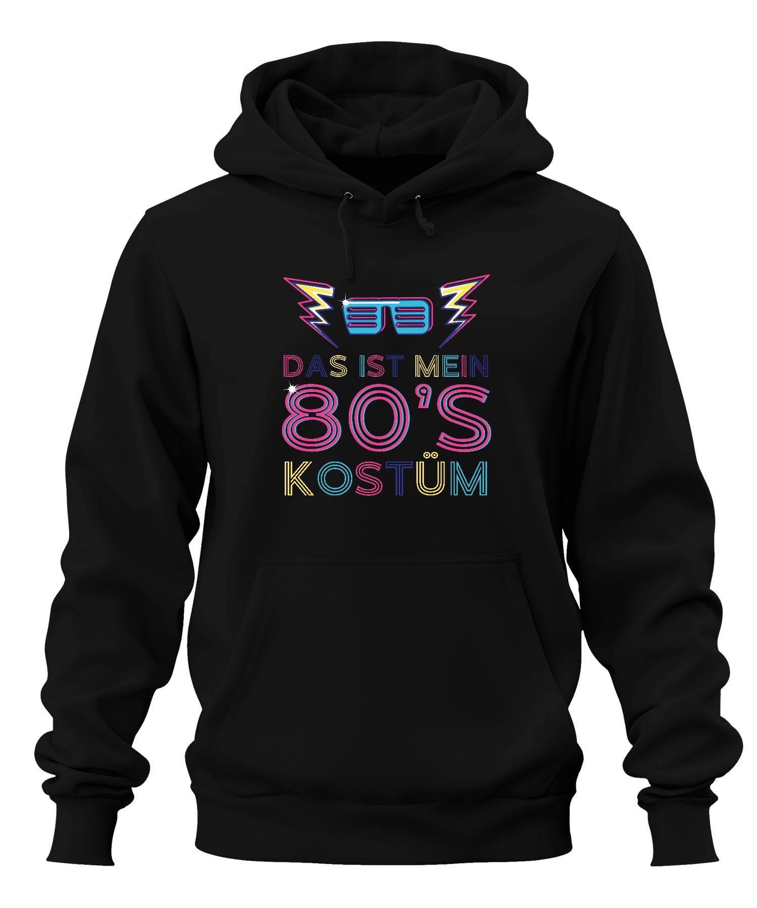 Mein 80'S kostium z lat 80-tych XX wieku, neonowe okulary karnawałowe, uniseks, bluza z kapturem