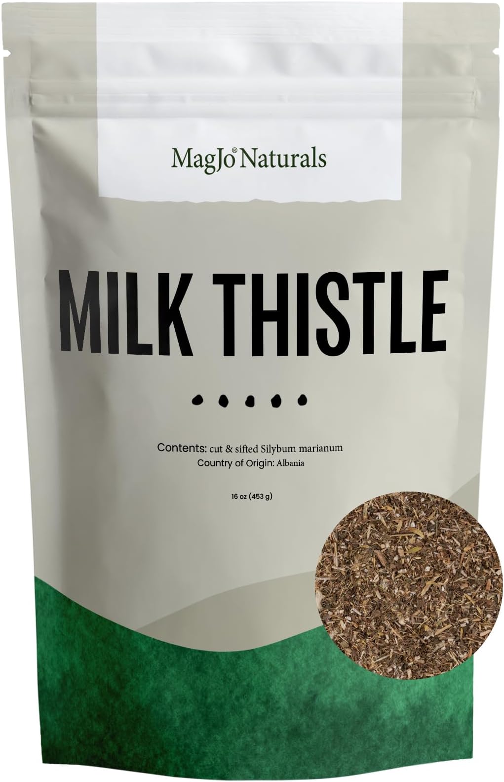 MagJo Naturals, Milk Thistle Herb (16 ounce) Herbal tea, Cardo mariano, Cut & Sifted