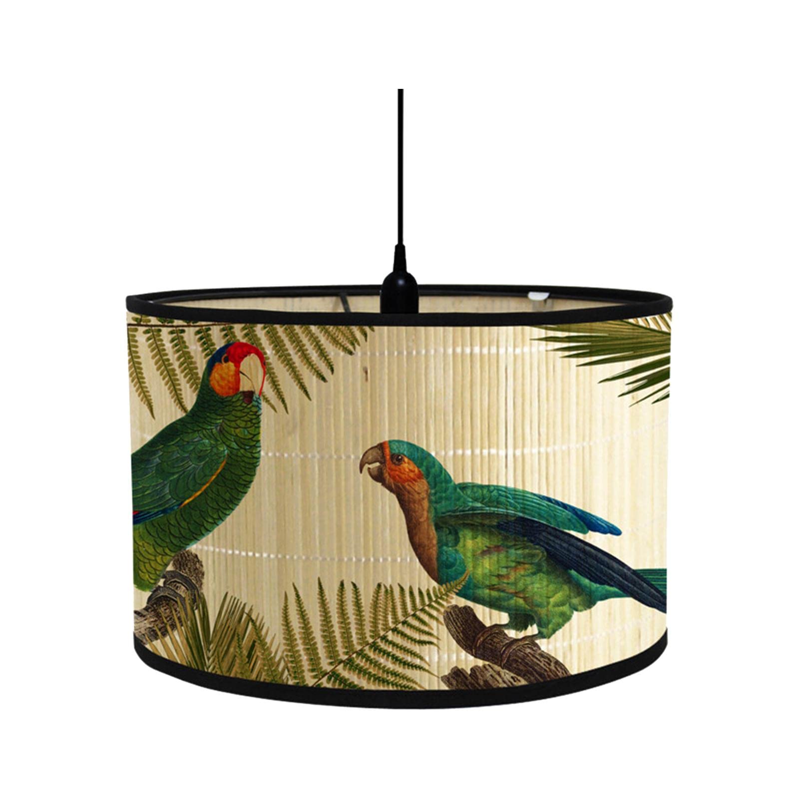 Sharplace Drum Print Lamp Shade Retro Folk 11.8" Top x 11.8" Bottom x 8" High E27 Bamboo Lampshade Only Printed Drum Lampshade for Table Lamp Pendant, E