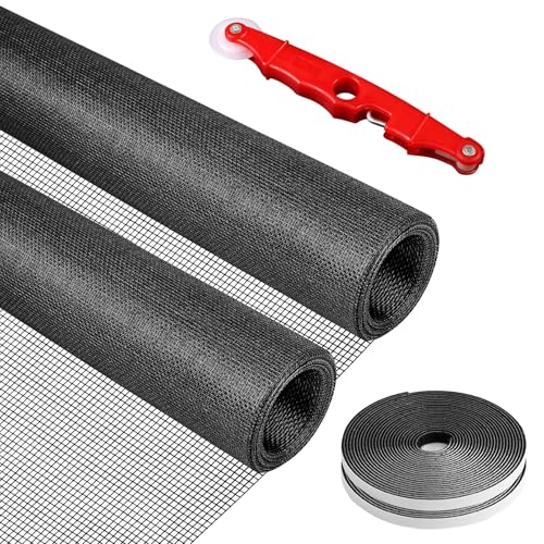 LCUHAVA Zanzariera Finestra, 2 PCS Zanzariere per Finestre 120 X 300 CM, Rete Zanzariera per Finestre, Zanzariera Fissa con Nastro Adesivo, Adatta a Qualsiasi Forma Della Finestra