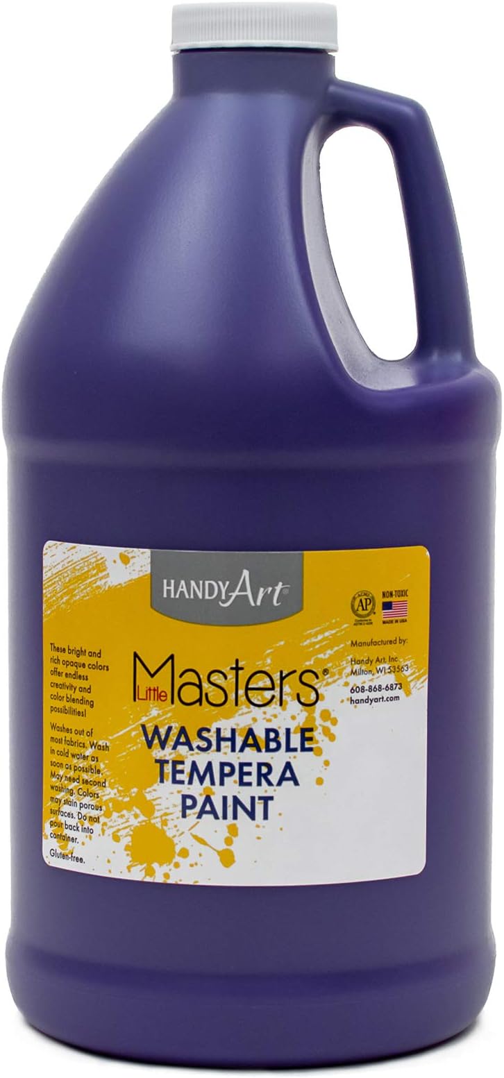 Little Masters Washable Tempera Paint, Violet, Half Gallon 64 oz Bottle, Bright & Mixable, High Opacity, Washable Colors for Classroom, Students, Kids, Safe & Non-Toxic, Made in USA