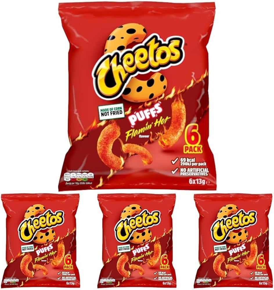 Puffs Sweet and Spicy Flamin Hot Multipack Crisps 6x13g (Pack of 4)