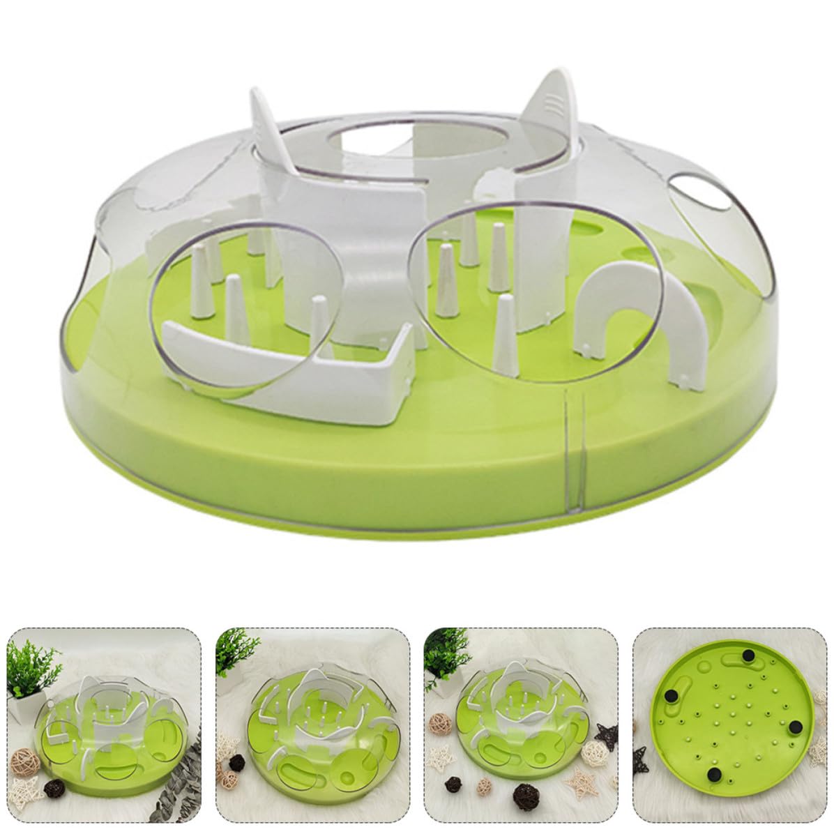 SOIMISS Alimentador Tipo Laberinto Juguete de Alimentación Lenta para Gatos Interactivo DIY, Abs, Verde, Fácil de Lavar, para Alimentación, para Gatos