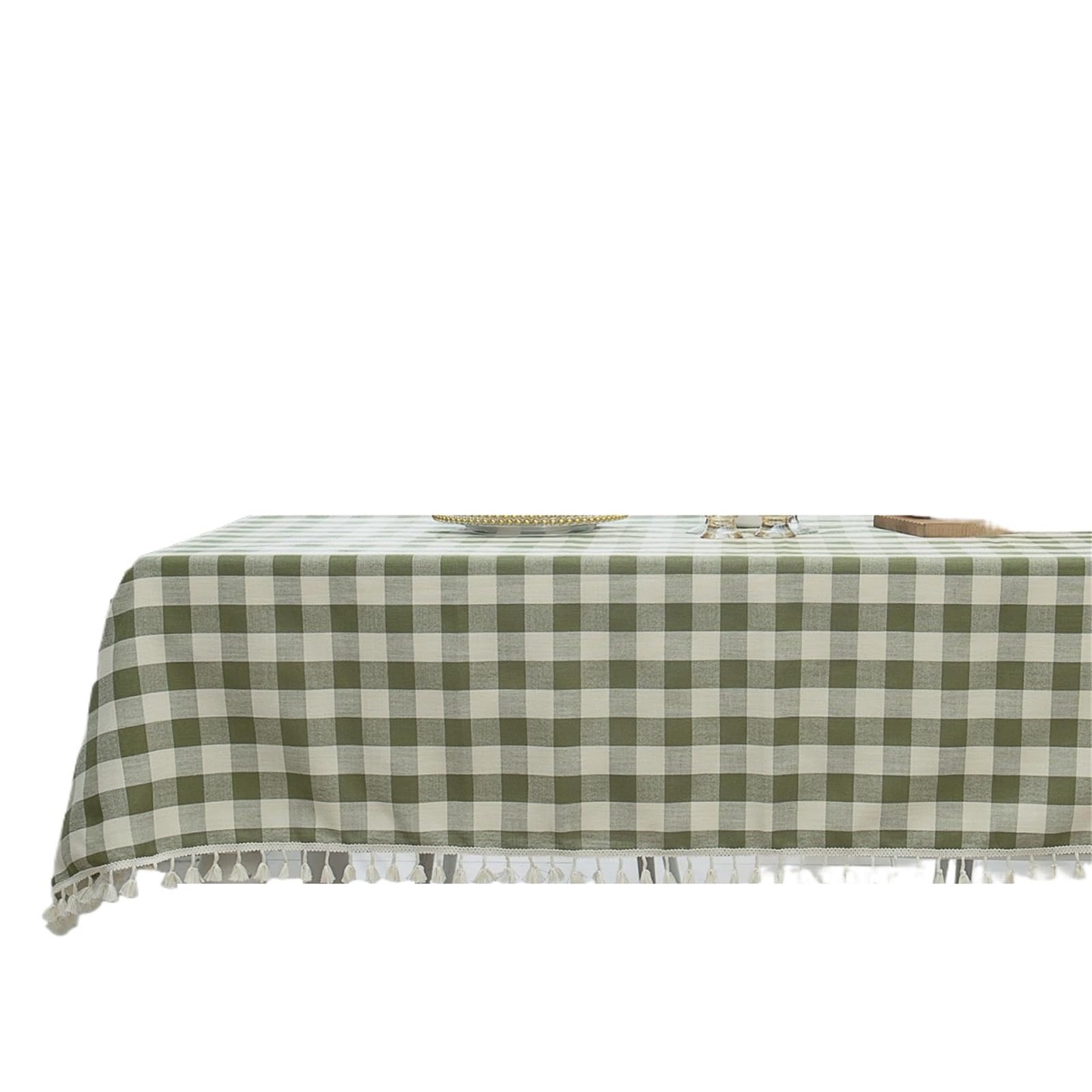 ZGCrumphant Checkered Tablecloth Rectangle, Heavy Weight Gingham Table Cloth With Tassel, Washable Buffalo Plaid Cover Romanstile Table Cloth(60x60cm)