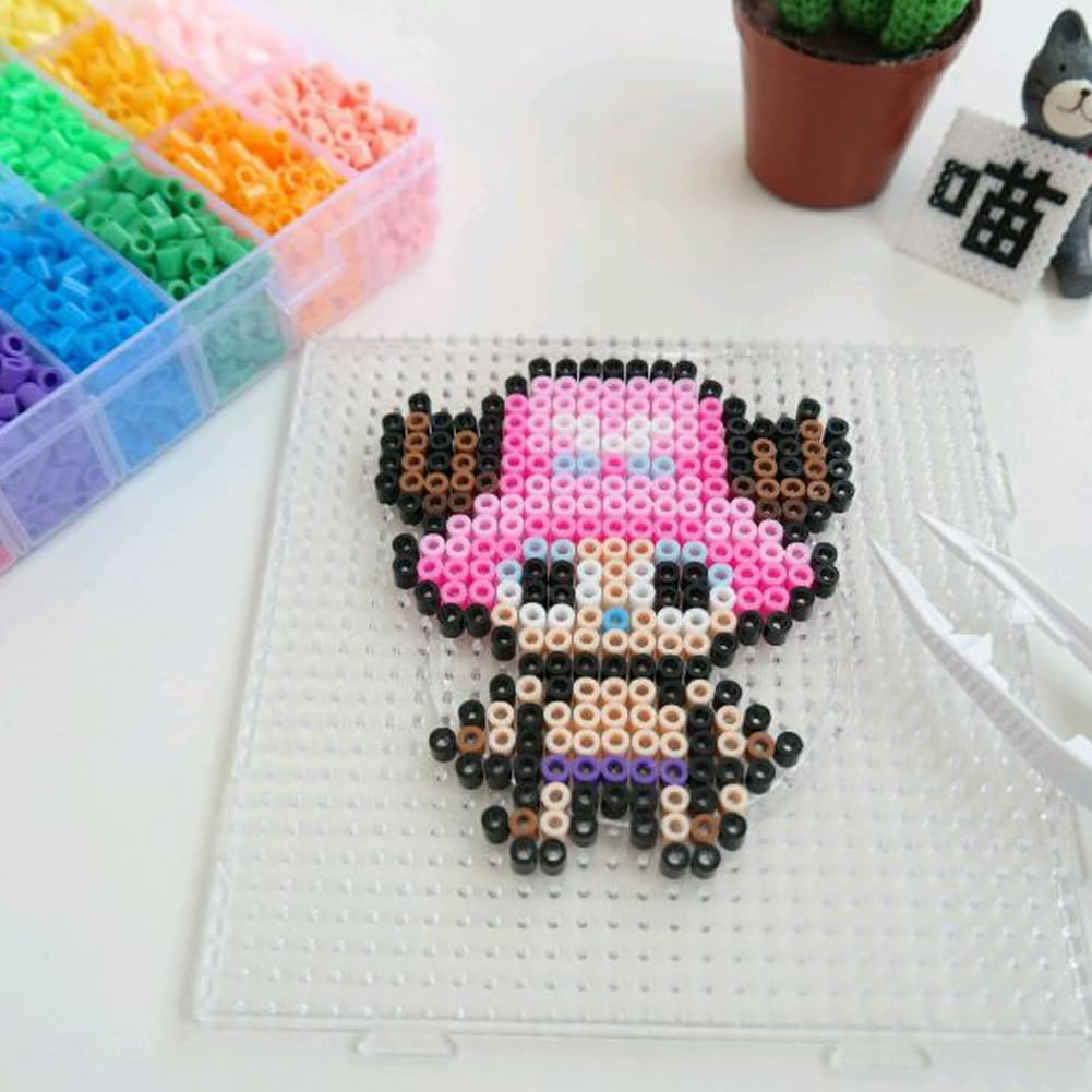 Kit de perles à repasser pour enfants - ZJCHAO - 24 couleurs - 4 modèles - Pincettes incluses