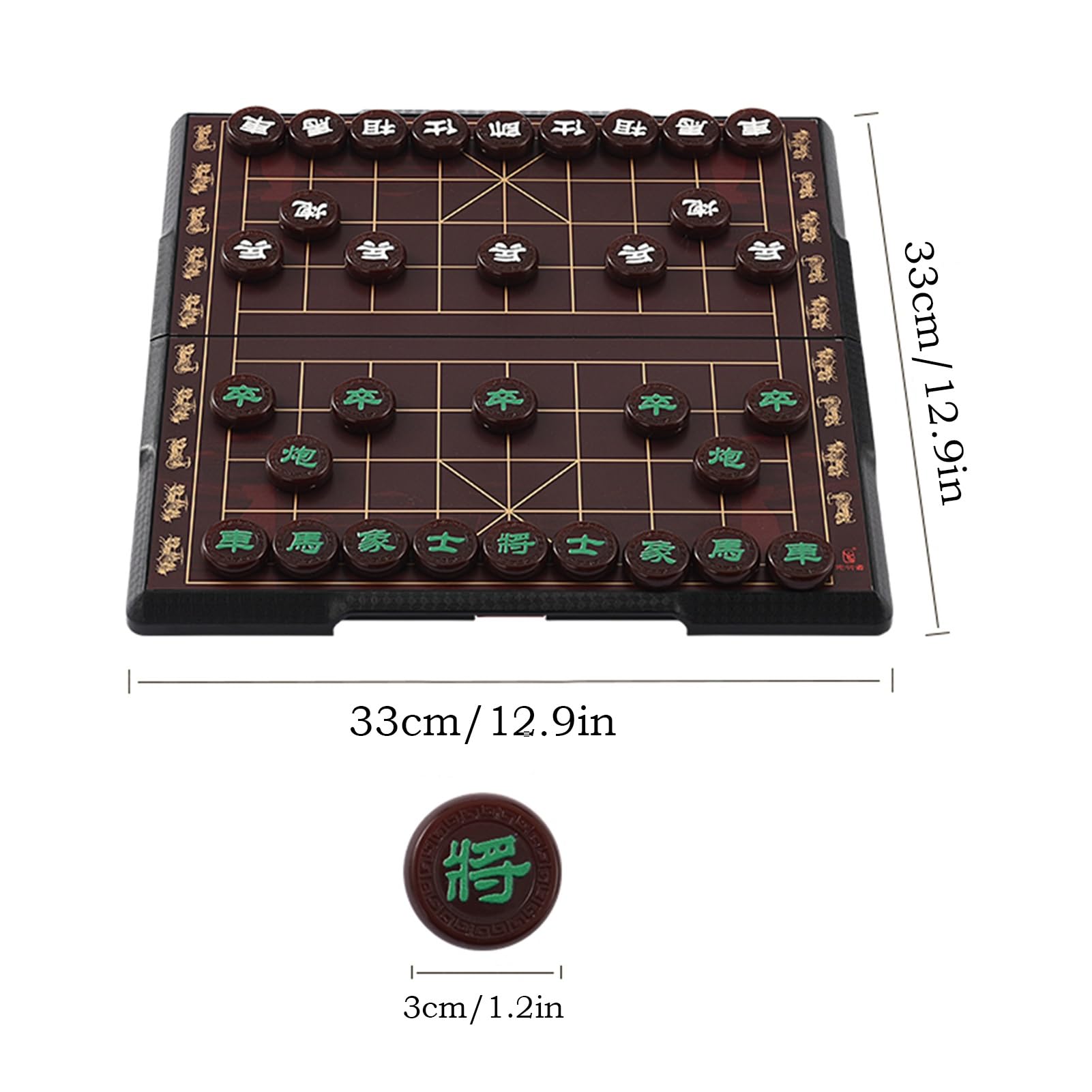 Chinesisches Schachspiel mit Klappbrett und magnetischen Figuren, tragbare Strategiespiele, Klassische pädagogische Brettspiele, Xiangqi for 2 Spieler(3cm/1.2in)