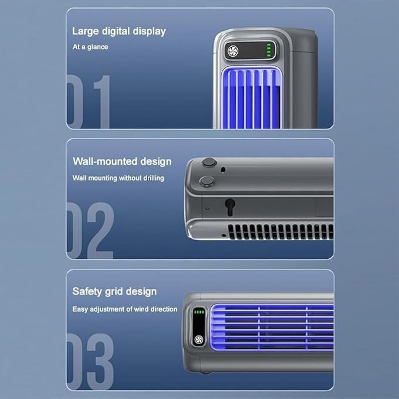 Coldeez Cooling Ace, Festburg Cool Air Fan, Sherum Cooling Ace Portable Air Cooler, 3 Speeds Adjustable, Wireless Fan Bladeless Quie For Bedroom Office Home (Gray)