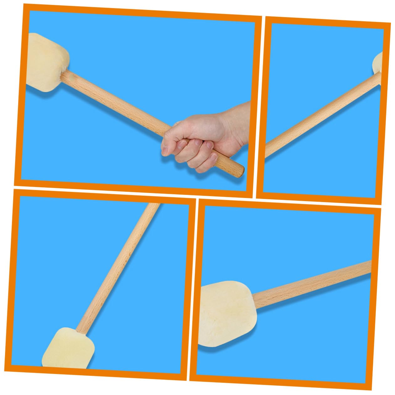 Baquetas de Fieltro para Percusión Mango de Haya, 2 Piezas