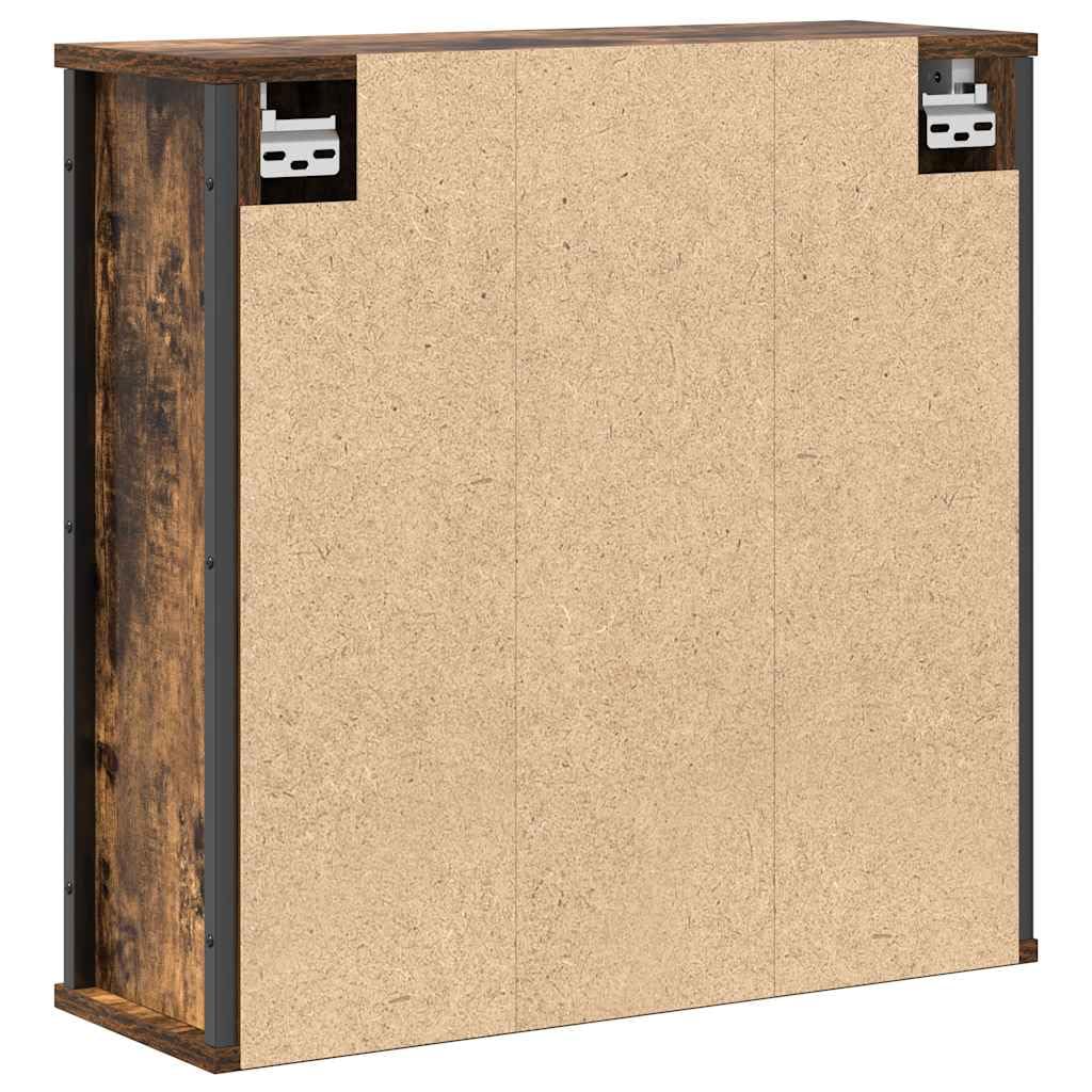Szafka ścienna łazienkowa z lustrem, dąb wędzony, 60 x 21 x 60 cm, materiał drewnopochodny, wszechstronne przechowywanie, oszczędność miejsca, na kosmetyki