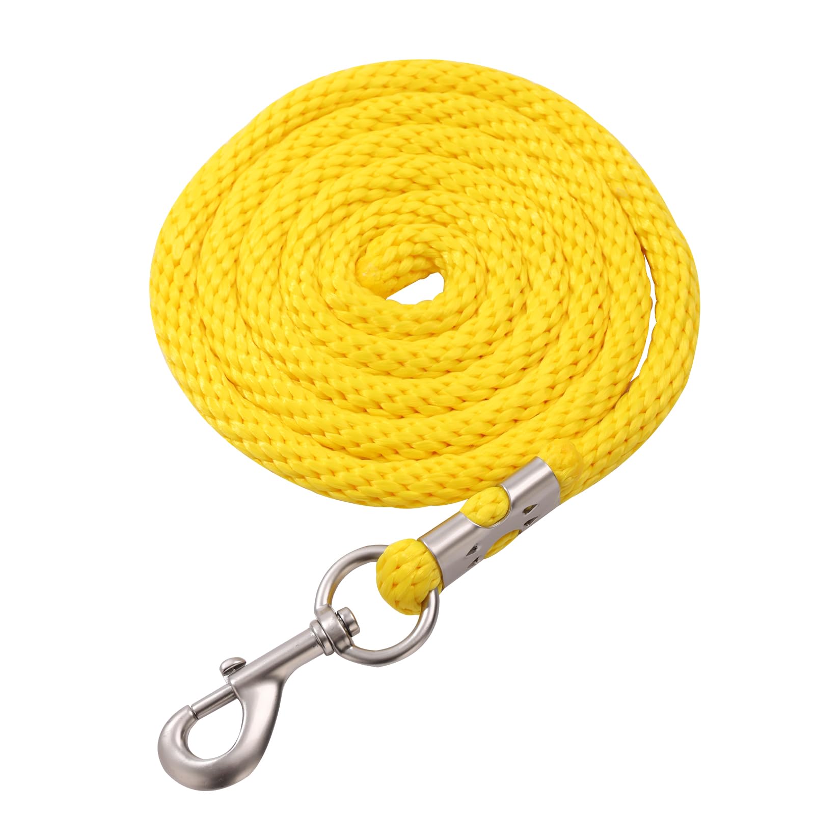 Corda per cavalli, corda lunga in diversi design alla moda, per pony, asino, capra, maglia lunga con moschettone (giallo, moschettone)