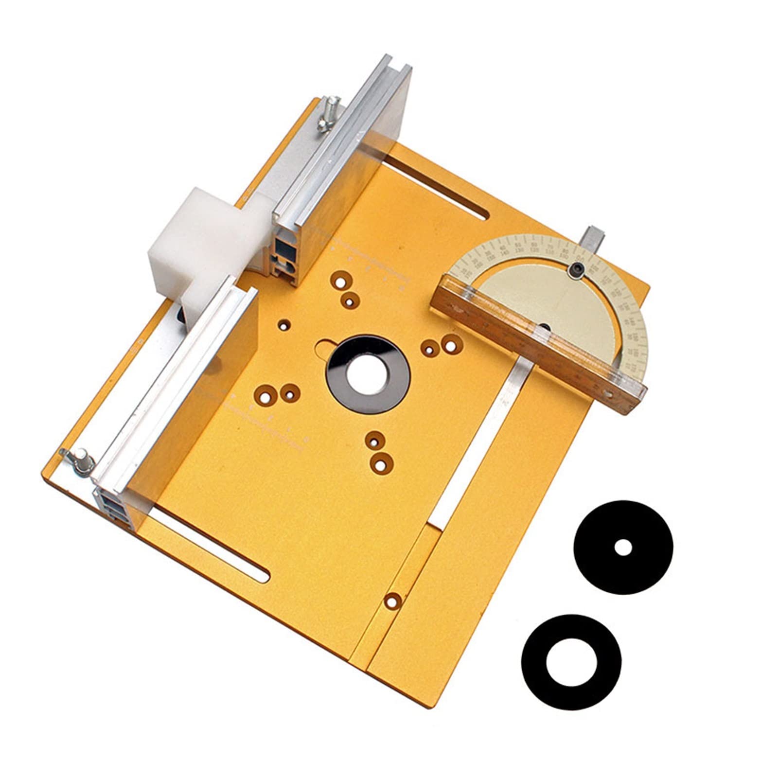 Placa de inserción de mesa de enrutador de aluminio con calibre de inglete for bancos de carpintería, sierra de mesa, recortadora multifuncional, máquina de grabado(A 1set)