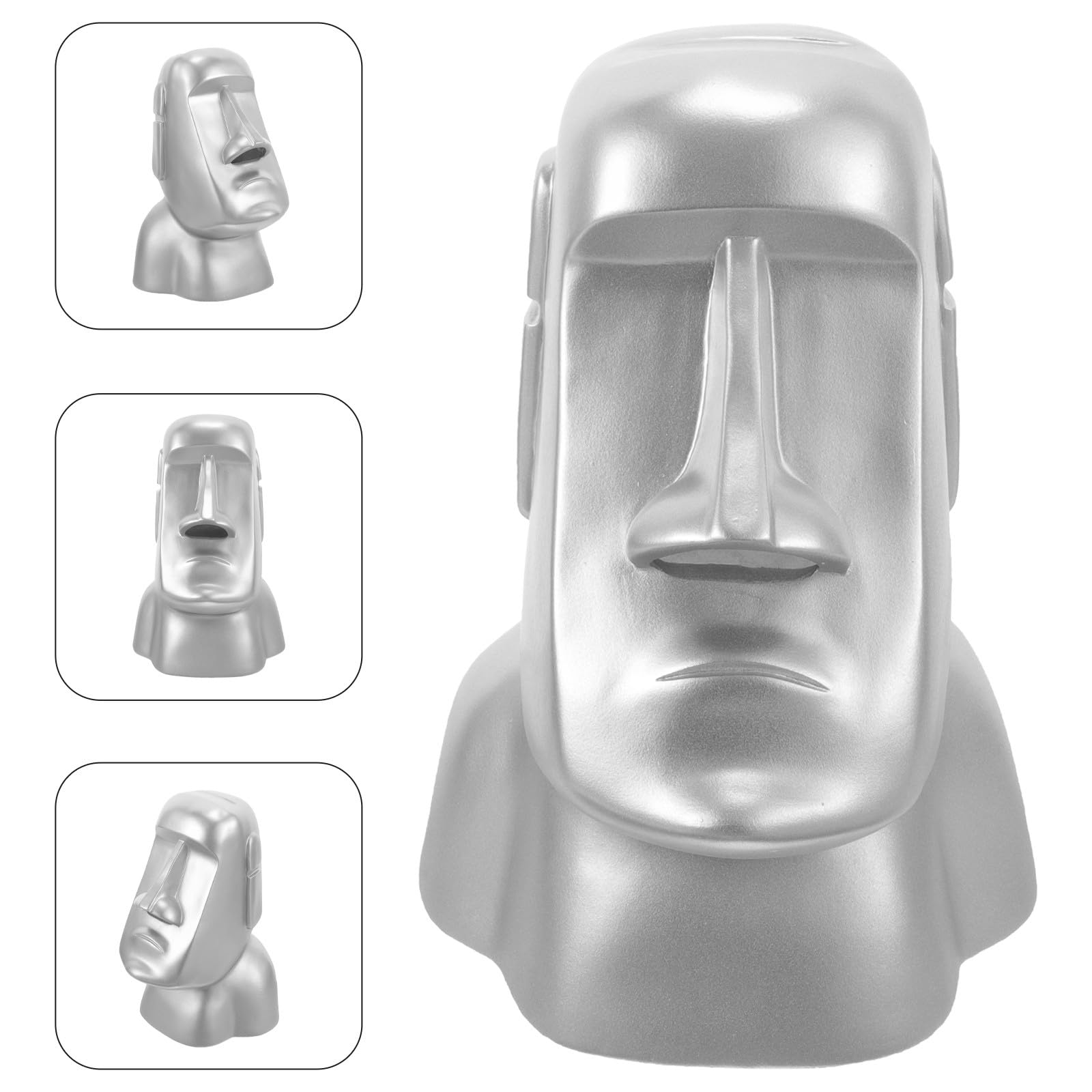 MAGICLULU Supporto per Cuffie da Tavolo in Resina Statua Moai Decorativa, Porta Cuffie e Accessori per Scrivania, Design Compatto per Ufficio e Casa, Supporto Decorativo Elegante