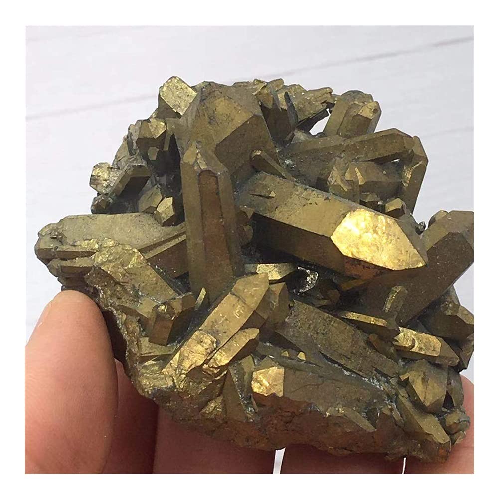 Salud y hogar Cristal Natural Electroplate Chalcopirite Gold Cluster Standard, Muebles for el hogar, Regalos (Size : 500g -550g)
