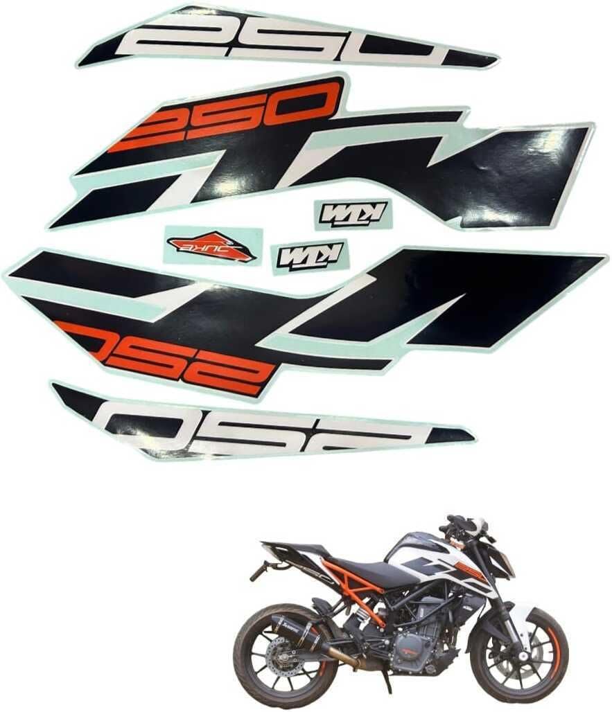 Sticker & Decal for Bike (Black, Orange) Compatible with KTM_Duke_250_BLK_BE_KITTTgetpro