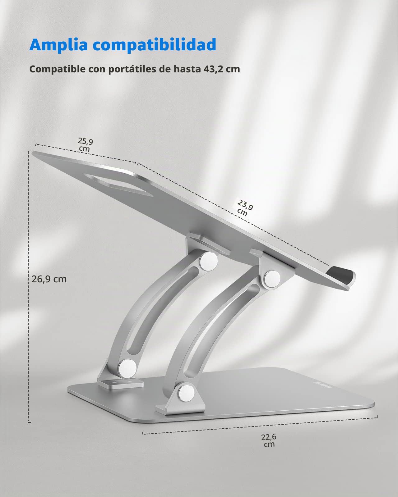Nulaxy Soporte Portátil Ordenador, Ergonómico Laptop Stand, Soporte Ajustable para Portátil de Aluminio Compatible con MacBook, Air Pro y Otras Computadoras Portátiles de 10-17 Pulgadas
