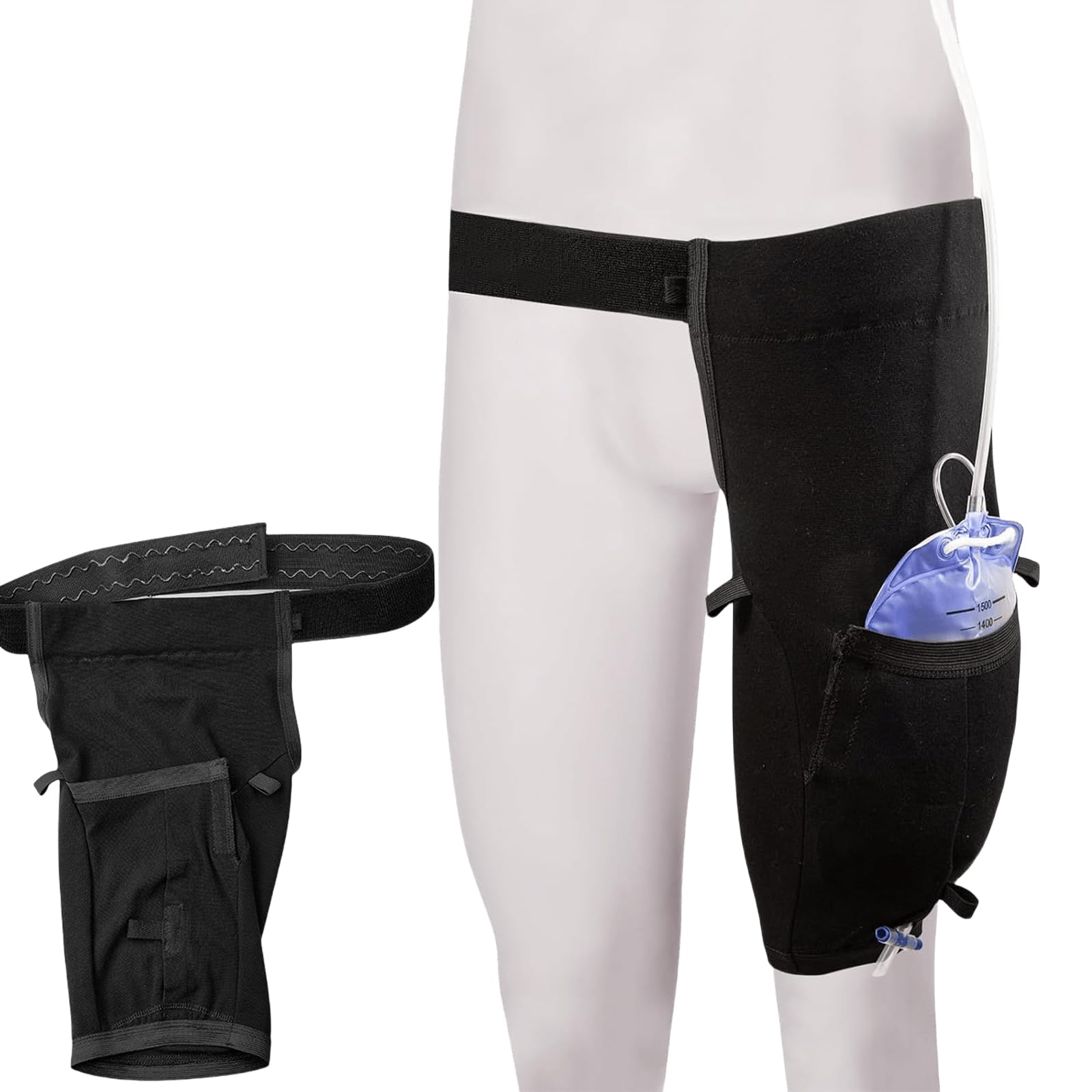 Soporte para bolsas de piernas para catéter, soporte para bolsas de catéter con cinturón, soporte para bolsas de orina, cubierta de bolsa de orina, mangas de catéter, soporte para bolsas de drenaje