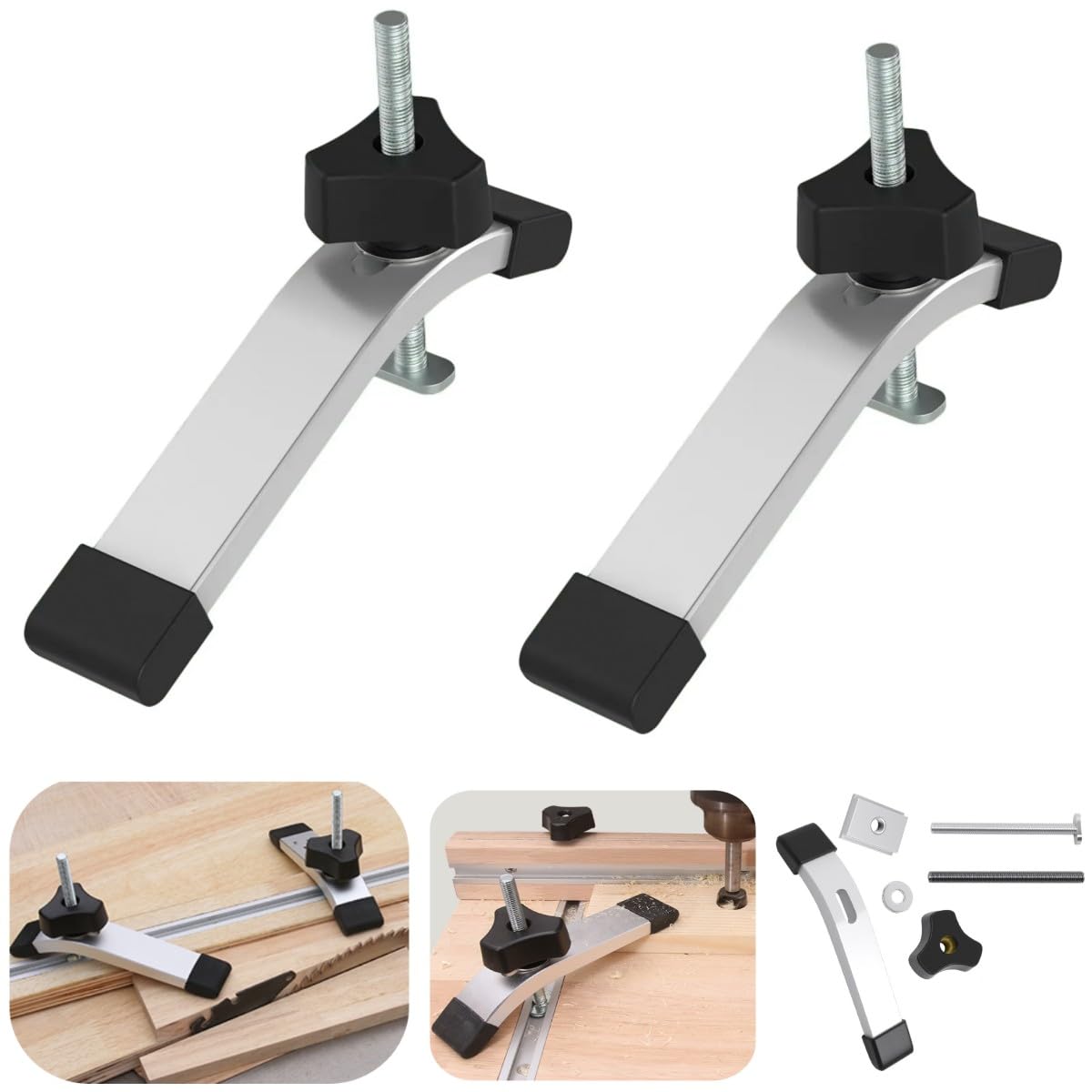 Pince De Fixation Pour Rail En T (T-Track) - Alliage D'aluminium, Dimensions 12,5x11,7x2,5 Cm, Pour Travail Du Bois Et Métal