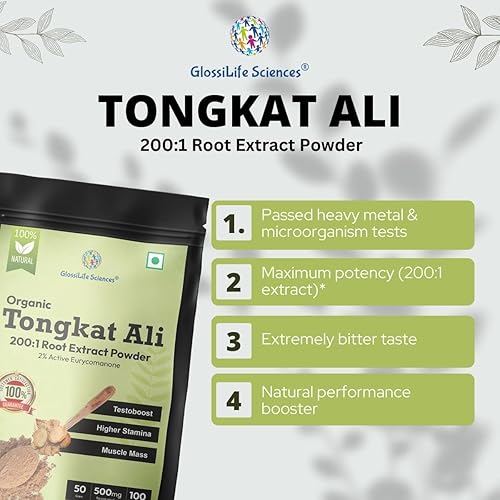 Miniatura 5 de GlossiLife Sciences Extracto de polvo de Tongkat Ali, suplemento Longjack 2001, 3.53 onzas, soporte de rendimiento físico para hombres y mujeres