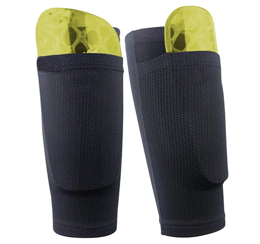 Fútbol Espinilleras Doble Capa Calcetines Fijo Manga Soccer Shin Guard Sleeves Medias elásticas Calcetines Manga Protectora Partido de Futbol Sin espinilleras plástico