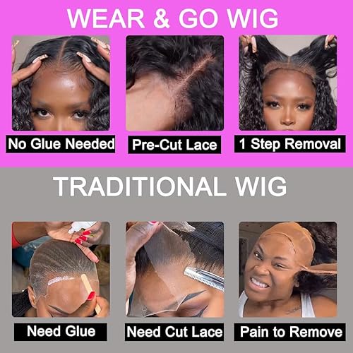 Miniatura 9 de Wear and Go - Peluca sin pegamento, 12 pulgadas, cabello humano, rizado al agua, instalación de 30 segundos, para mujeres negras