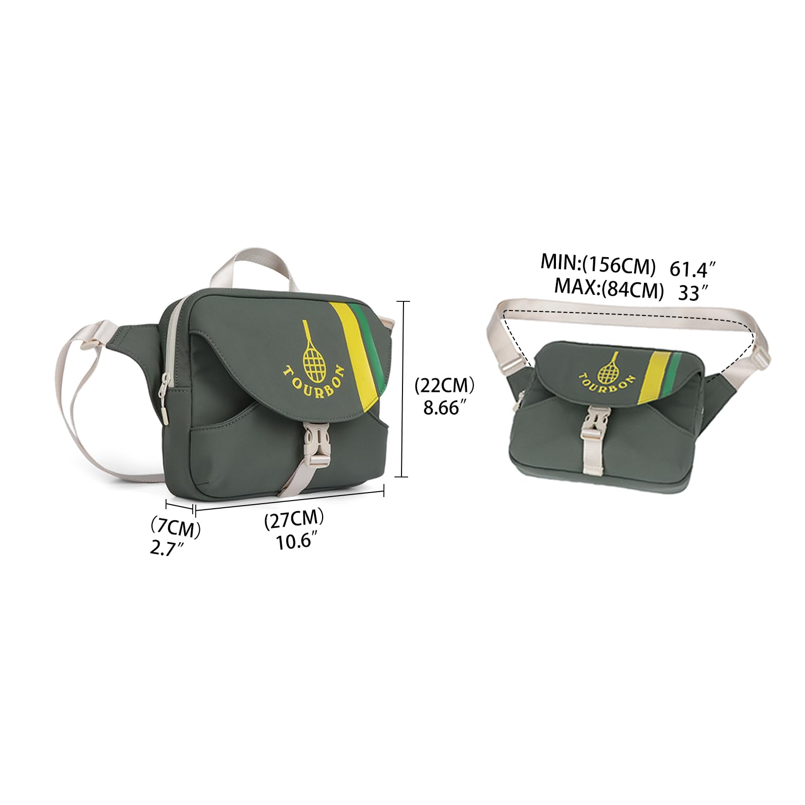 Tourbon Sac de pickleball en nylon imperméable avec porte-pagaie de pickleball et poches zippées