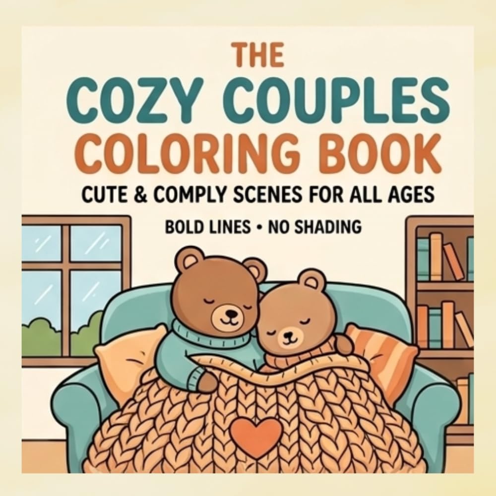 Cozy Couples Coloring Book: Bold Lines & Simple Designs for All Ages: 50+ Adorable and Easy Hand-Drawn Scenes for Relaxation and Stress Relief