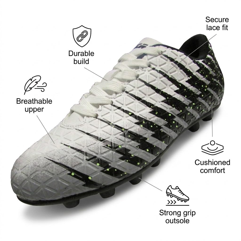 VIZARI Buty piłkarskie dla dzieci UK Bolt JR FG Outdoor Firm Ground | dla chłopców i dziewcząt