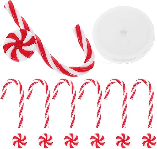 Decoraciones de Navidad Bastón de caramelo Decoraciones de árbol de Navidad: muleta de bastón de caramelo de Navidad, piruleta falsa de caramelo,