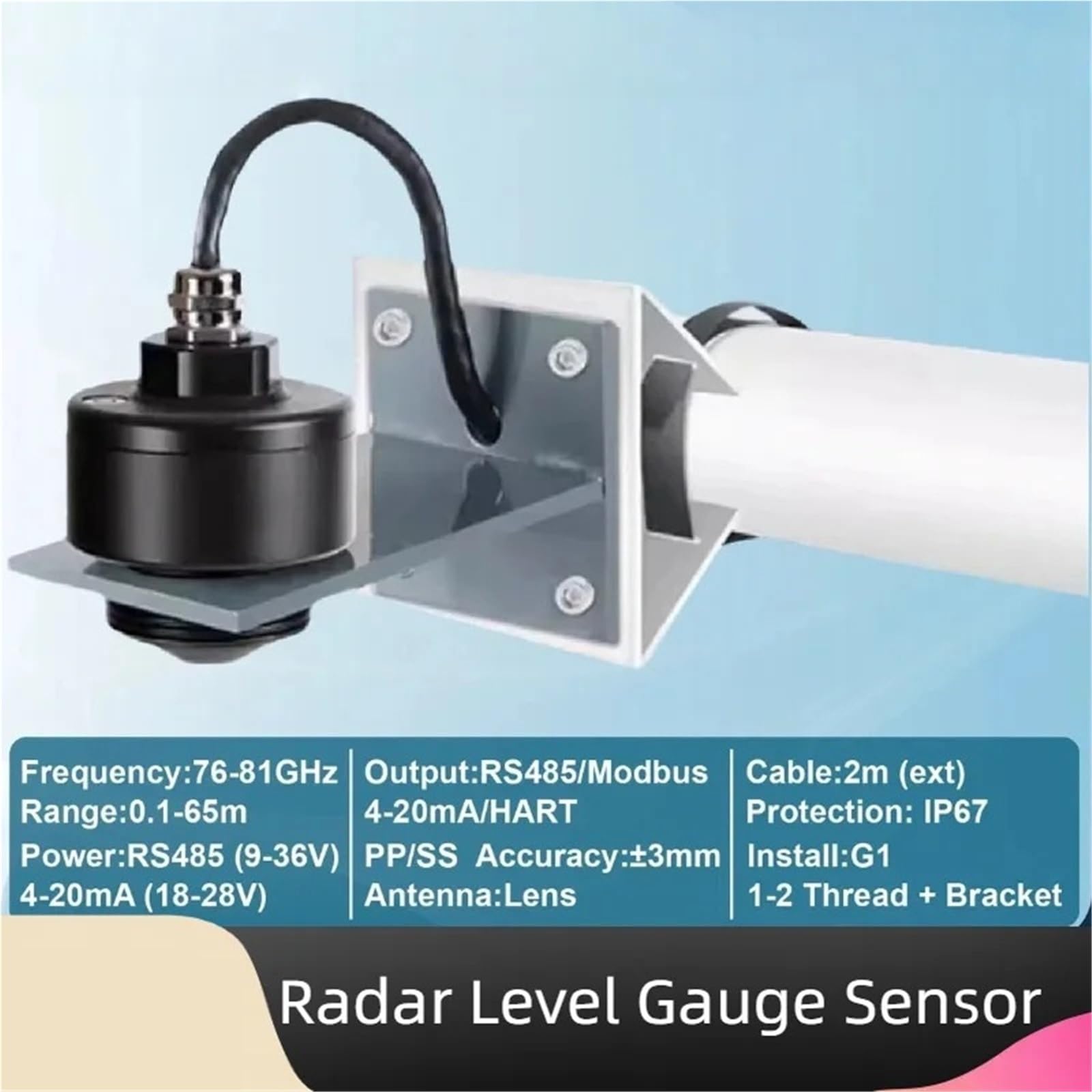 Capteur de Niveau d'eau Radar RS485, sans Contact PP, capteur de Niveau d'eau(PP-10M-RS485)