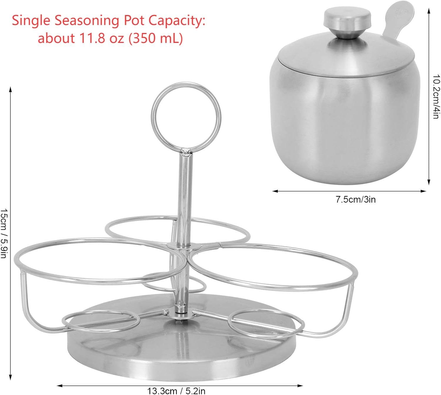 Azucarero de acero inoxidable, paquete de 10 frascos de condimentos, contenedor giratorio para condimentos, especias, sal, azúcar, especias con tapa y cuchara