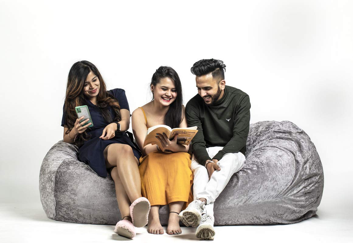 6ft Bean Bag Chair, Velvet Form Size Beanbag Without Shredded Foam for Indoor Living Room, Cushion Lounger, Office & Home for Adults (Grey)-image-35