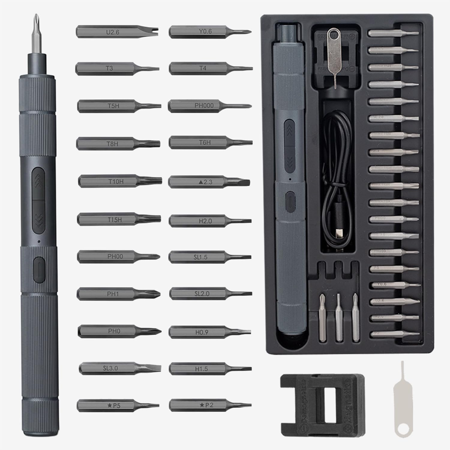 Electric Screwdriver Set- Precision Screwdriver Set Manual Automatic 22 Magnetic Bits Electric Screwdriver Cordless for Glasses Watch Phone