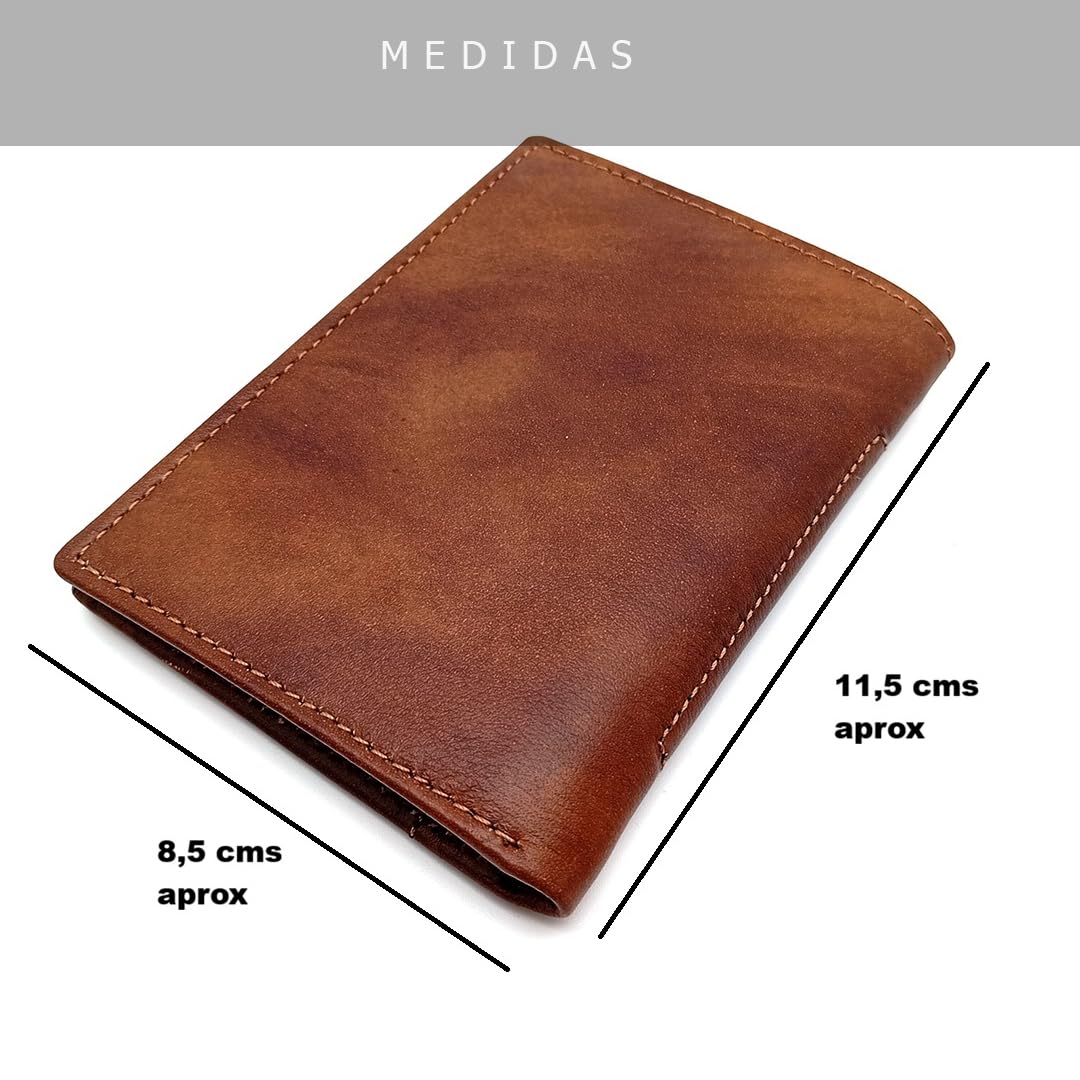Cartera Hombre Tarjetero Piel SIN Monedero - Hecho a Mano - 18974 Marron