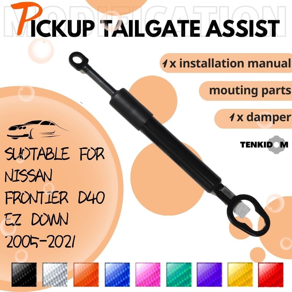 Pickup Tailgate Assists Compatible with Nissan Frontier D40 EZ Down 2005-2021 Shock Lift Supports Rear Gas Dampers Springs Kit No-Drill Bolt-on